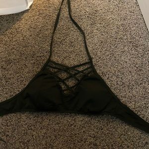 Army green cross cross top